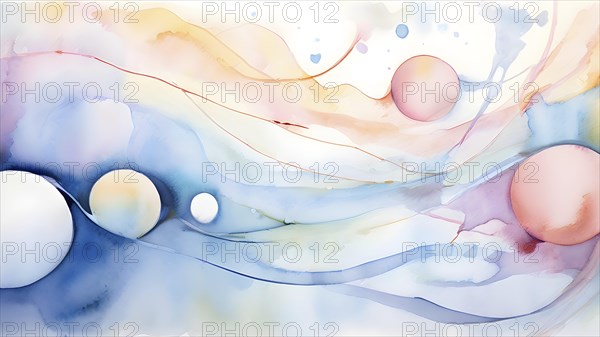 Abstract illustration embodies mindfulness meditation with gentle swirling patterns in pastel