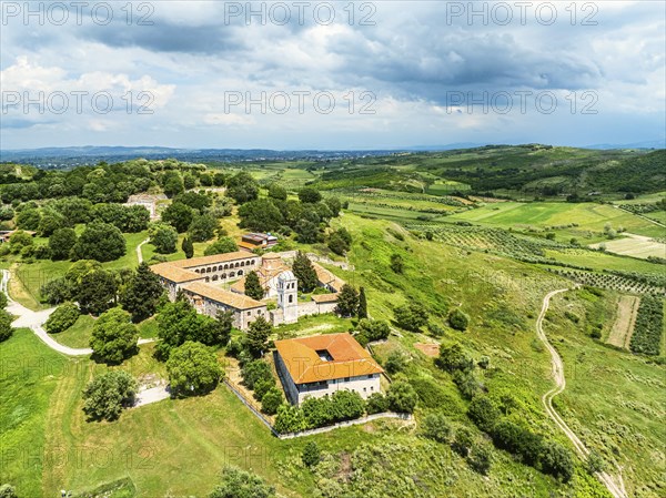 Apollonia Archaeological Park from a drone, Pojan, Albania, Europe