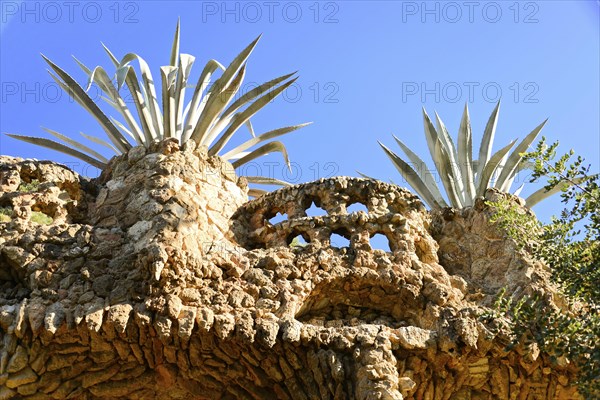 Antoni Gaudi, Park Guell, UNESCO World Heritage Site, Barcelona, Catalonia, Spain, Europe, stone