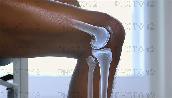 X-ray image of a knee joint in a sitting position, AI generated, AI generated