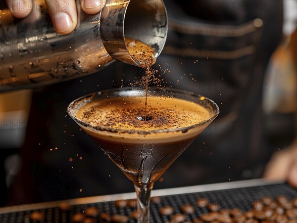 Bartender mixes cocktails in an elegant hotel, AI generated