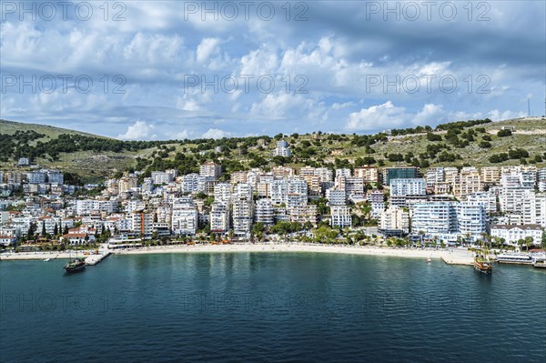 Saranda from a drone, Albanian Riviera, Albania, Europe