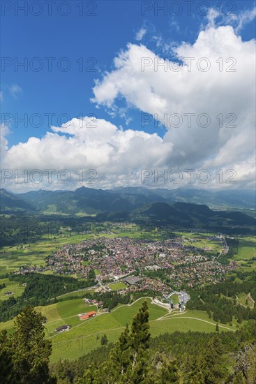 Panorama from Schattenberg, 1692m, on Oberstdorf, Allgaeu, Bavaria, Germany, Europe