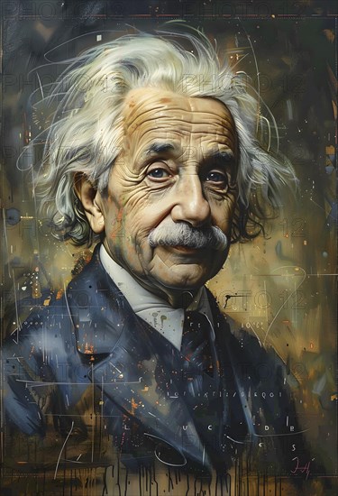 Oil-painted portrait of the physicist Albert Einstein, modern interpretation, AI generated, AI