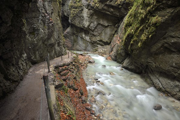 Landscape Partnach Gorge in autumn, Bavaria, Germany, Europe