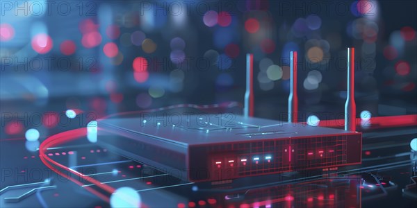 Advanced fast broadband wireless router. Concept of new technology and fast network connectivity,
