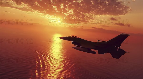 A fighter military air force jet. Concept of power and military strength and ability to attack, AI