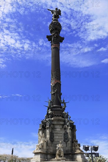 Monument a Colom, Colombus Column, Barcelona, Catalonia, Spain, Europe, High column with statue and