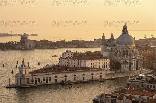 Basilica di Santa Maria della Salute on the Grand Canal at sunset, view from the Campanile di San