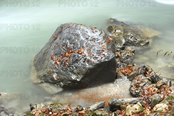 Flowing waters of Partnach Gorge in autumn, Bavaria, Germany, Europe