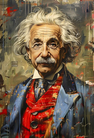 Oil-painted portrait of the physicist Albert Einstein, modern interpretation, AI generated, AI