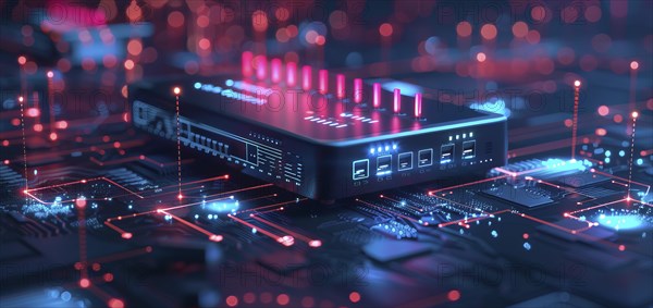 Advanced fast broadband wireless router. Concept of new technology and fast network connectivity,