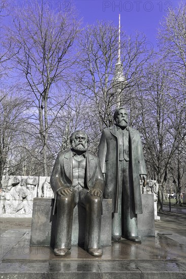 Bronze statues of Karl Marx and Friedrich Engels, Marx-Engels-Forum, Berlin, Germany, Europe,