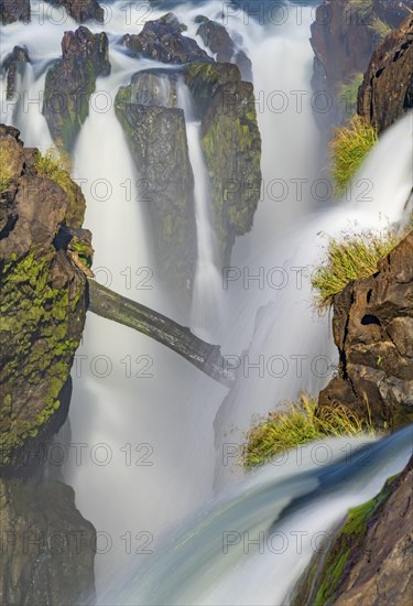 Epupa Falls waterfall on the Kunene River, long exposure, Kunene, Namibia, Africa