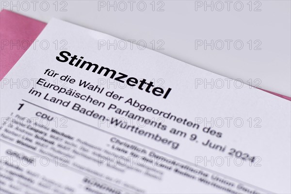 Germany, May 2024: German ballot paper for Elections to the European Parliament. 'Bundestagswahl'