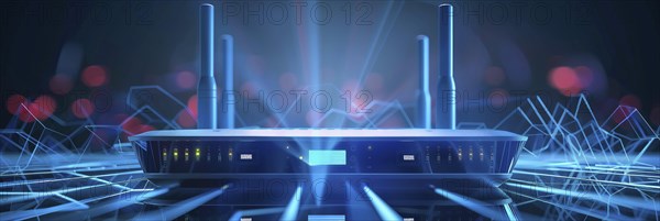 Advanced fast broadband wireless router. Concept of new technology and fast network connectivity,