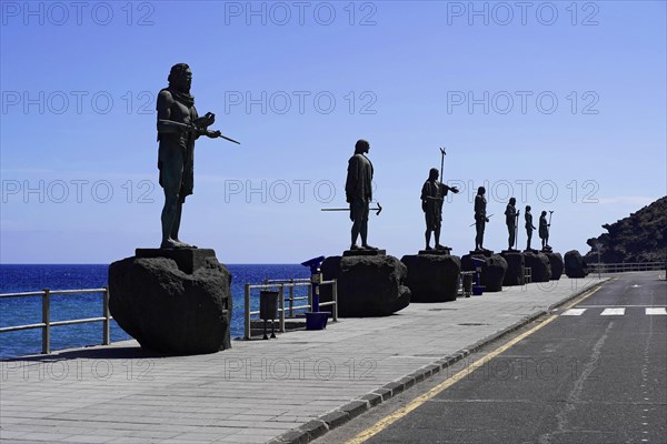 Statues of the Guanche Kings or Mencey Statues, in front Guanche King Adjona, promenade of
