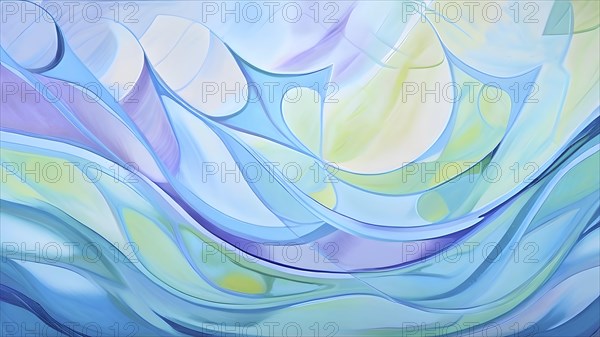Abstract illustration embodies mindfulness meditation with gentle swirling patterns in pastel