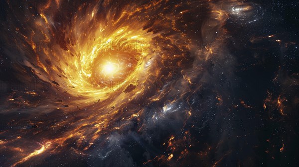 A bright, fiery supernova explosion with swirling gases and stunning cosmic lights, AI generated