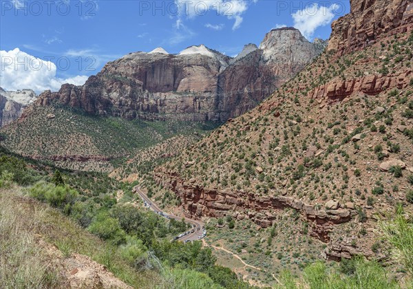 Zion Park Boulevard running through Zion Canyon along the Zion Park Boulevard in Zion National