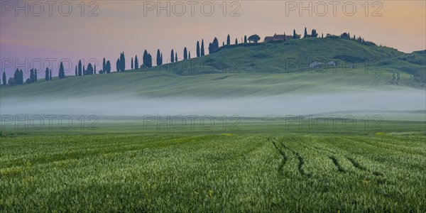Sunrise in the Crete Senesi, Province of Siena, Tuscany, Italy, Europe