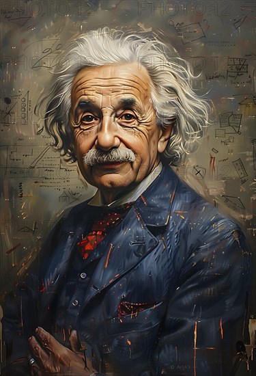 Oil-painted portrait of the physicist Albert Einstein, modern interpretation, AI generated, AI