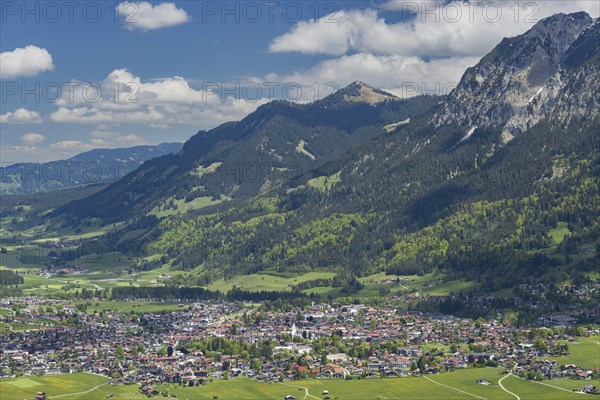 Mountain panorama from south-west on Oberstdorf, Oberallgaeu, Allgaeu, Bavaria, Germany, Europe