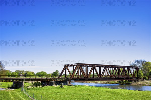 Old railway bridge over the Neisse, Guben, Brandenburg, Germany, Europe