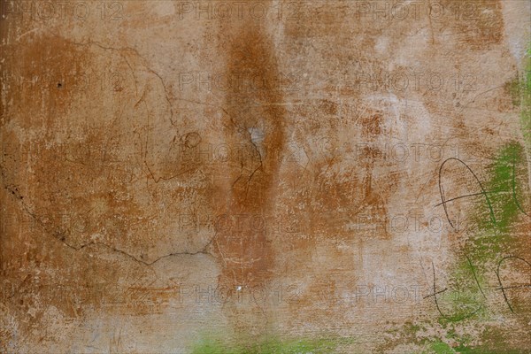 Orange-coloured house wall, background, texture, Rome, Italy, Europe