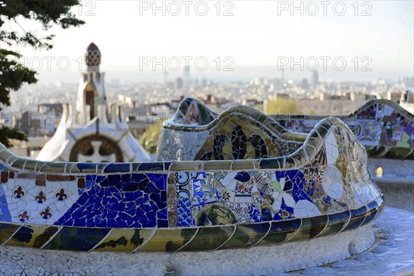 Antoni Gaudi, Park Gueell, UNESCO World Heritage Site, Barcelona, Catalonia, Spain, Europe, Curved