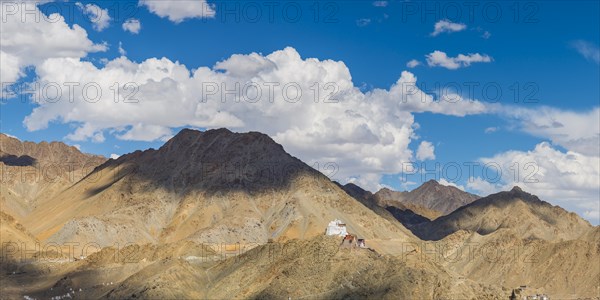 The Namgyal Tsemo Gompa monastery on Tsenmo Hill, a viewpoint over Leh, Ladakh, Jammu and Kashmir,