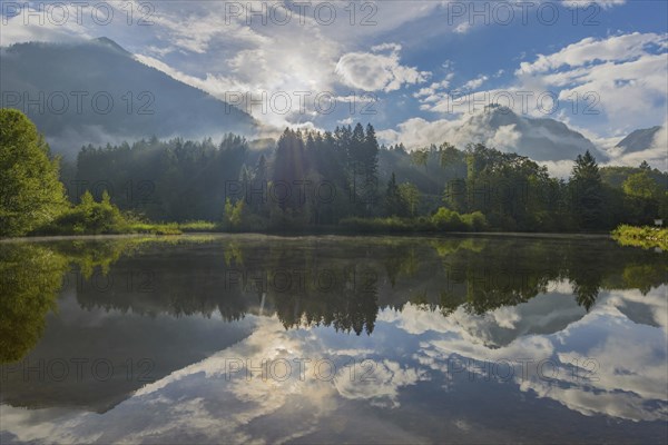 Moorweiher, near Oberstdorf, Oberallgaeu, Allgaeu. Bavaria, Germany, Europe