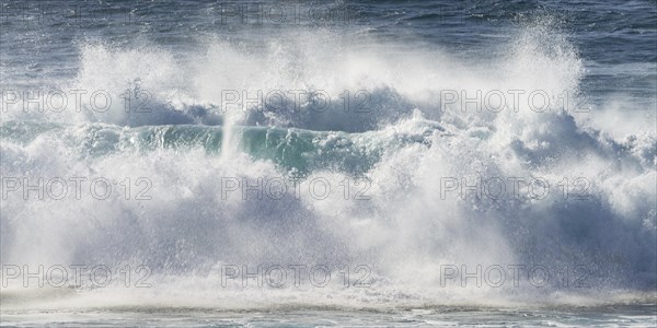 Surf waves, rocky coast near Los Hervideros, Lanzarote, Canary Islands, Canary Islands, Spain,
