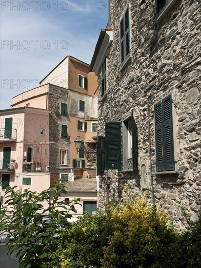 Traditional Italian building with shutters and stone walls in a village, Bari, Italy, Europe
