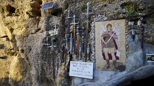 Rock Chapel, Archangel Michael Panormitits, A mosaic of an angel with a sword surrounded by