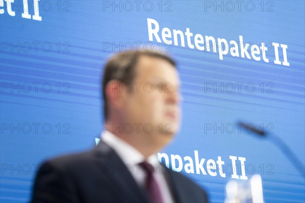 Hubertus Heil (SPD), Federal Minister of Labour and Social Affairs, recorded as part of a press