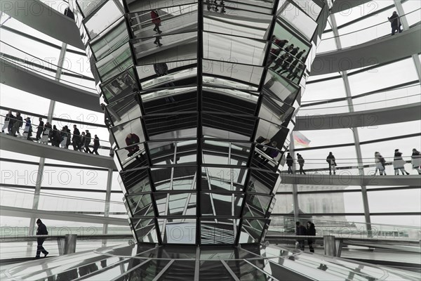 The dome of the Reichstag in Berlin. The architect Sir Norman Foster designed the steel and glass