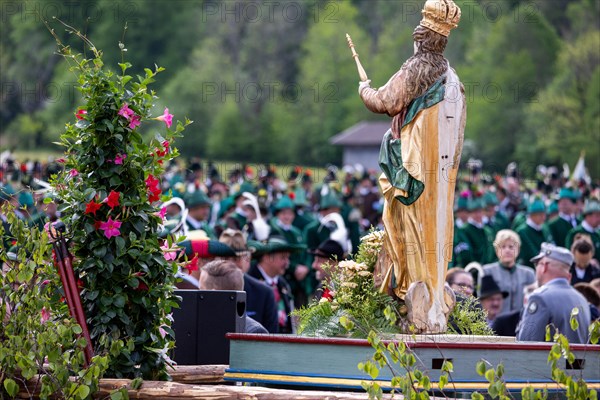 Patron saint's day, mountain marksmen, customs, traditional traditional costume, procession, church