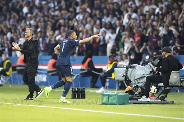 Football match, captain Kylian MBAPPE' Paris St. Germain right has just scored the 1:0 for Paris St
