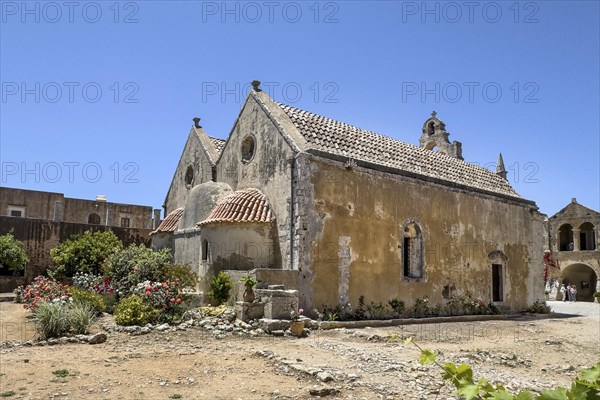 View of back of two-aisled church building Church Monastery Church dedicated to Saints Constantine