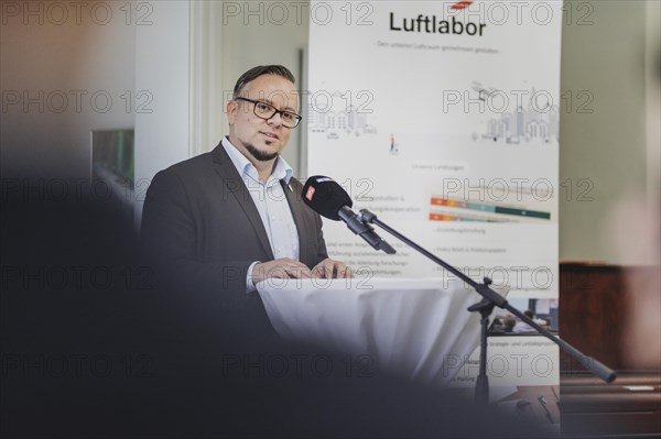 Philipp Schulz. Mayor of Wusterhausen/Dosse, photographed during the opening ceremony of the drone