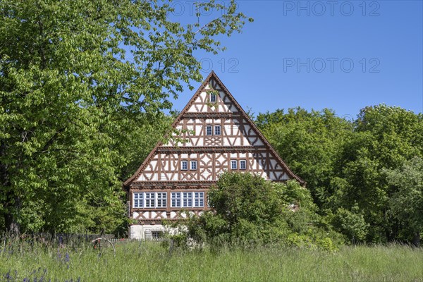 Traditionally built, old half-timbered house, Gasthaus Ochsen, open-air museum Neuhausen ob Eck,