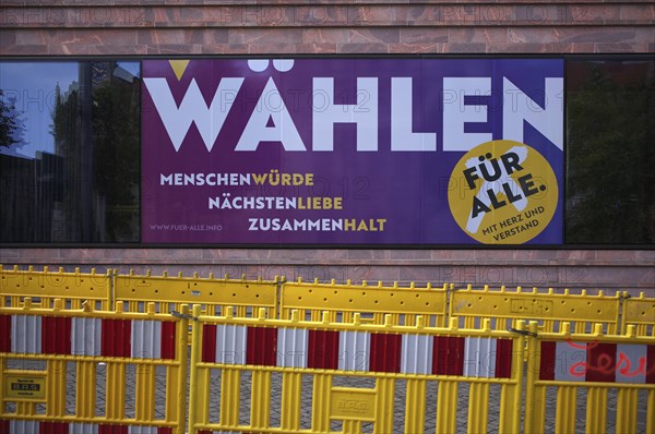 Poster advertising to go to the polls, Voting for All, European Election 2024, Leipzig, Saxony,