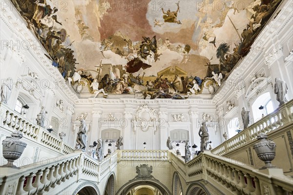 Staircase, fresco, ceiling painting by Tiepolo, Wuerzburg Residence, UNESCO World Heritage Site,