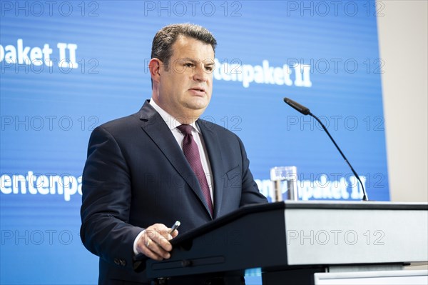 Hubertus Heil (SPD), Federal Minister of Labour and Social Affairs, recorded as part of a press