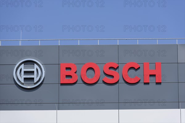 Logo of Robert Bosch GmbH on the facade of a building, Waiblingen, Baden-Wuerttemberg, Germany,