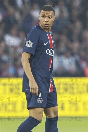 Football match, captain Kylian MBAPPE' Paris St. Germain concentrated in waiting, Parc des Princes