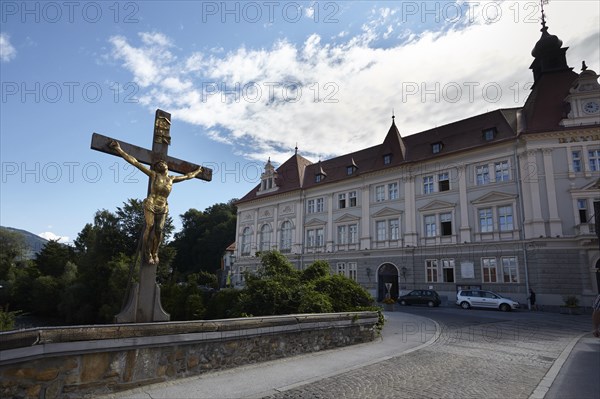 Fleischbruecke with town hall, Wolfsberg, Lavanttal, Carinthia, Austria, Europe