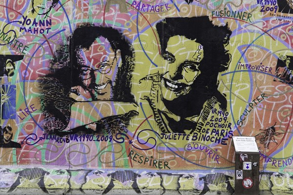 Graffiti on the Berlin Wall at the East Side Gallery, Berlin, Germany, Europe, A colourful graffiti