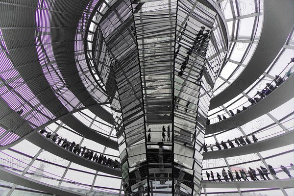 The dome of the Reichstag in Berlin. The architect Sir Norman Foster designed the steel and glass